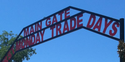 Sign over the Main Gate at First Monday Trade Days in Canton, Texas, just off I-20 between Dallas, Texas  and Shreveport, Louisiana. First Monday Trade Days in Canton, Texas is the oldest, largest continually operating outdoor flea market in the United States.
